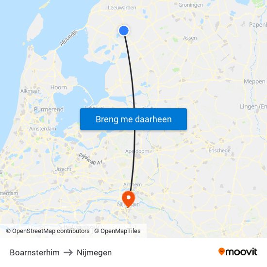 Boarnsterhim to Nijmegen map