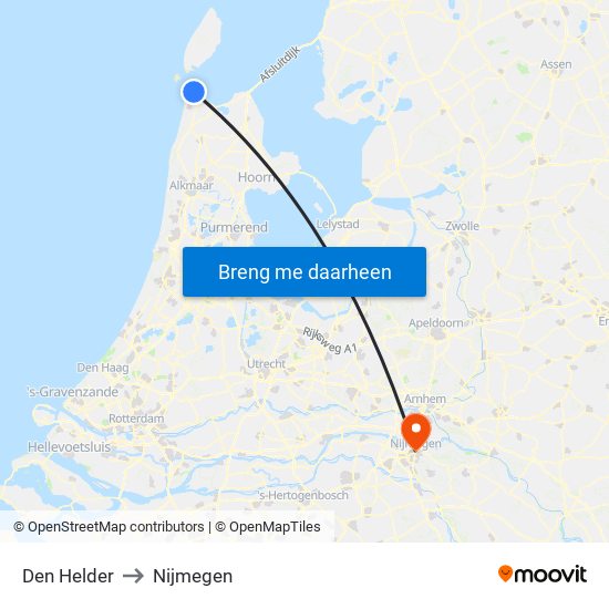 Den Helder to Nijmegen map