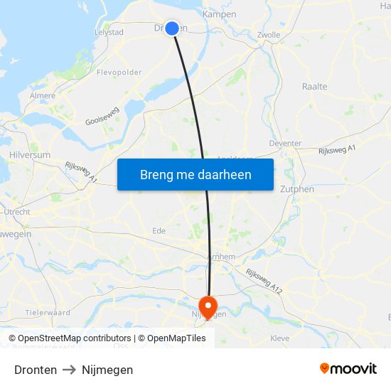 Dronten to Nijmegen map