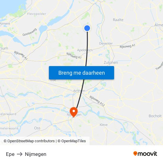 Epe to Nijmegen map