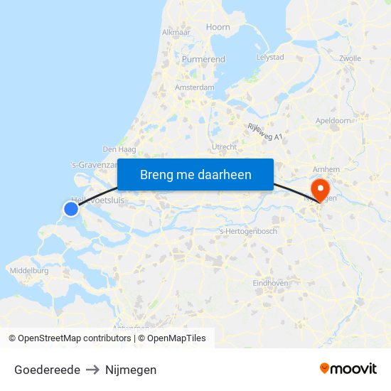 Goedereede to Nijmegen map