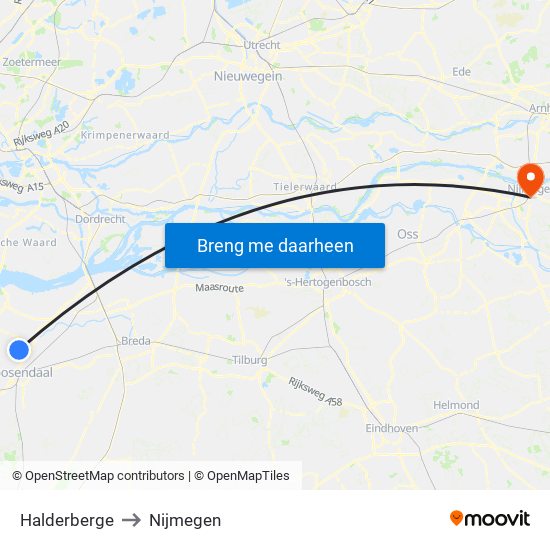 Halderberge to Nijmegen map