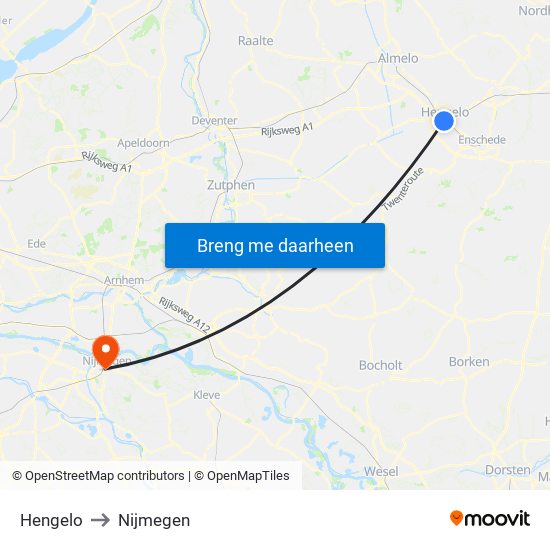 Hengelo to Nijmegen map