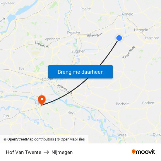 Hof Van Twente to Nijmegen map