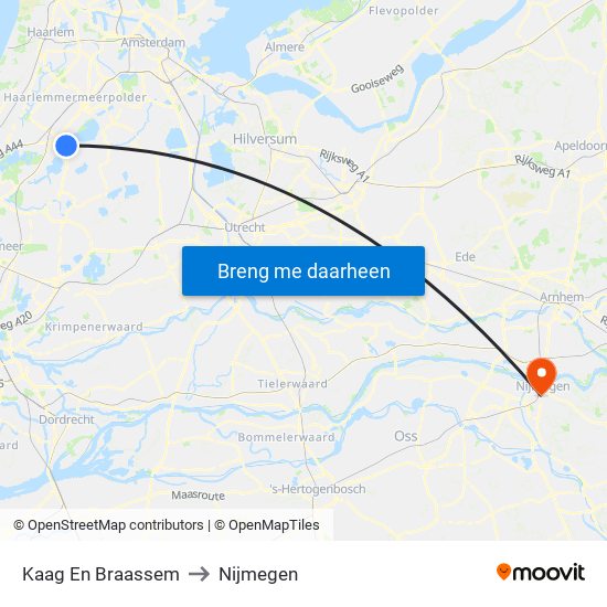 Kaag En Braassem to Nijmegen map