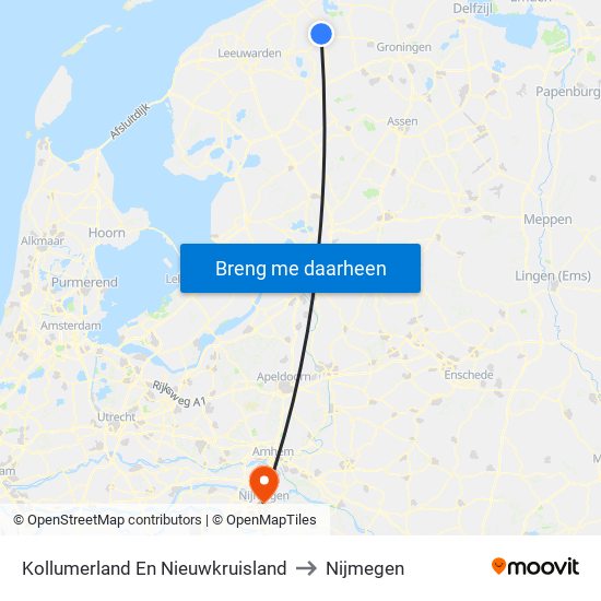 Kollumerland En Nieuwkruisland to Nijmegen map