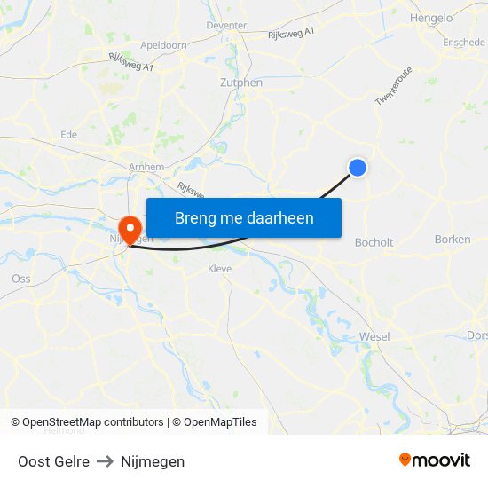 Oost Gelre to Nijmegen map