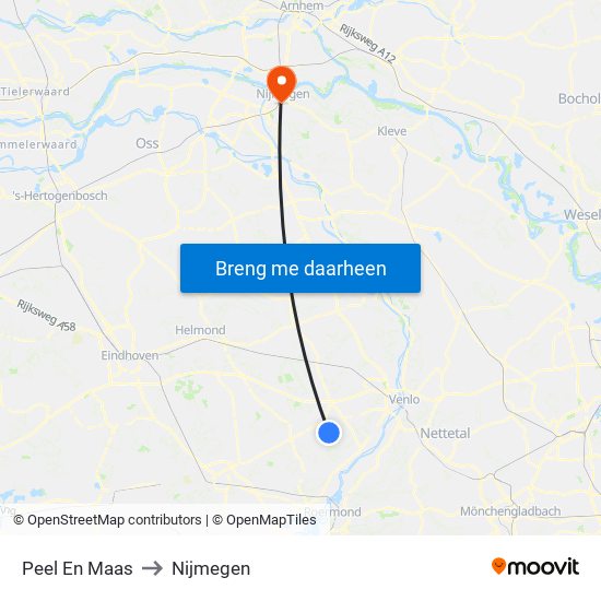 Peel En Maas to Nijmegen map