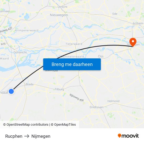 Rucphen to Nijmegen map