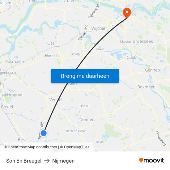 Son En Breugel to Nijmegen map