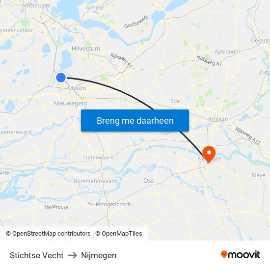 Stichtse Vecht to Nijmegen map