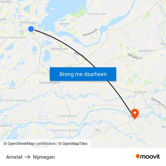 Amstel to Nijmegen map