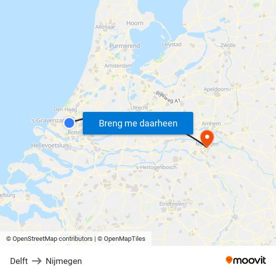 Delft to Nijmegen map