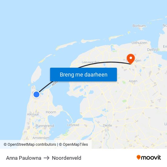 Anna Paulowna to Noordenveld map