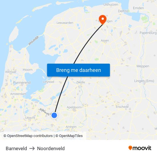 Barneveld to Noordenveld map