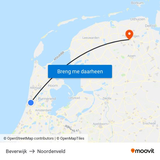 Beverwijk to Noordenveld map