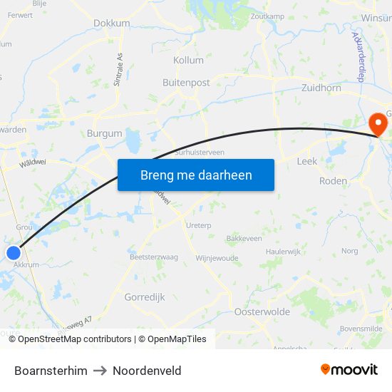 Boarnsterhim to Noordenveld map