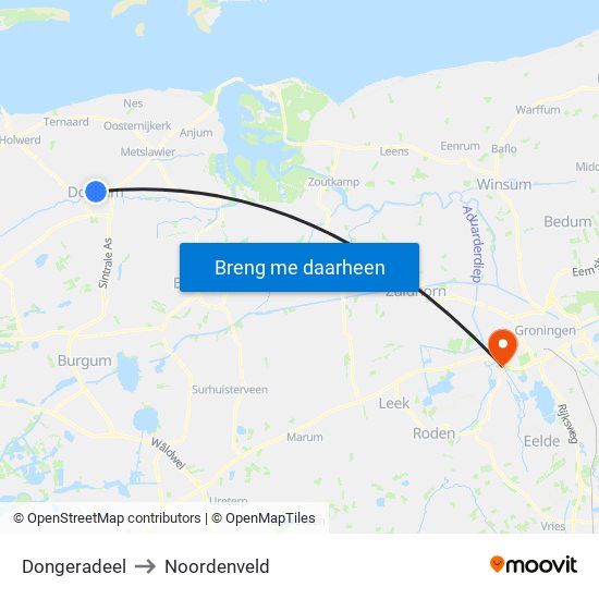 Dongeradeel to Noordenveld map