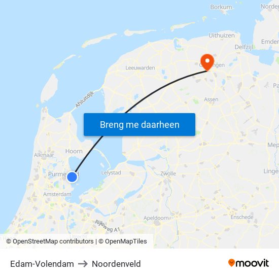 Edam-Volendam to Noordenveld map