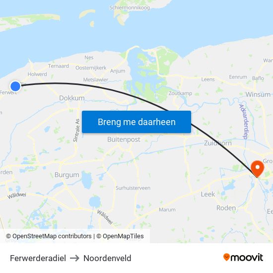 Ferwerderadiel to Noordenveld map