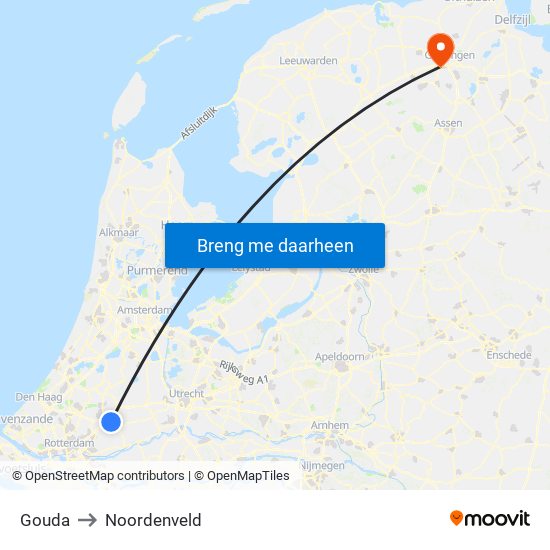 Gouda to Noordenveld map