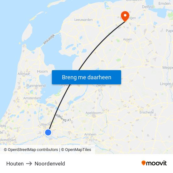 Houten to Noordenveld map