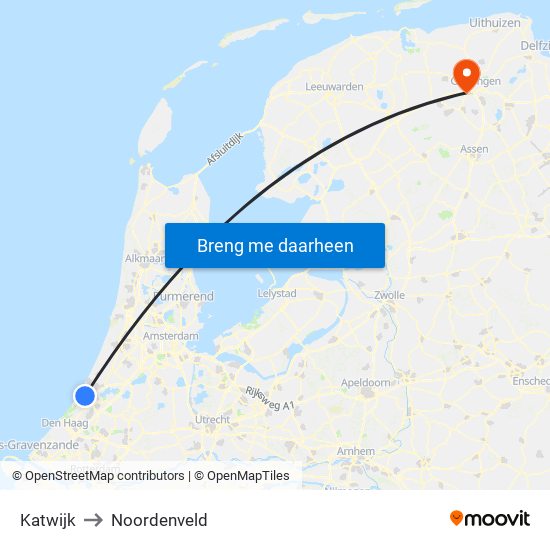 Katwijk to Noordenveld map