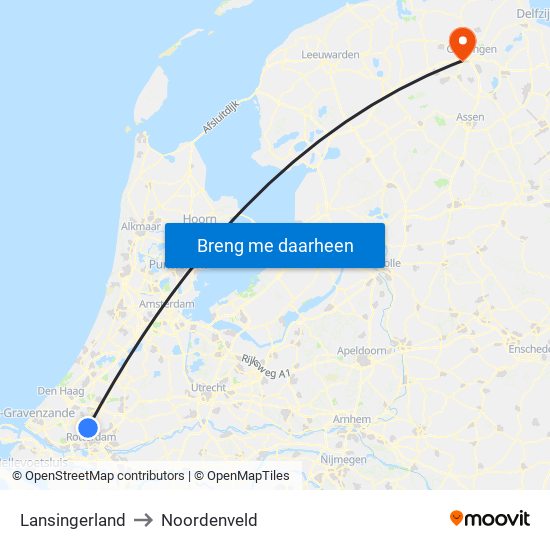 Lansingerland to Noordenveld map
