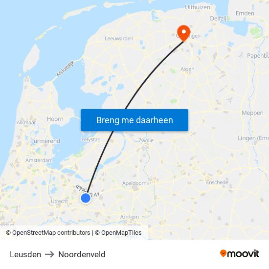 Leusden to Noordenveld map