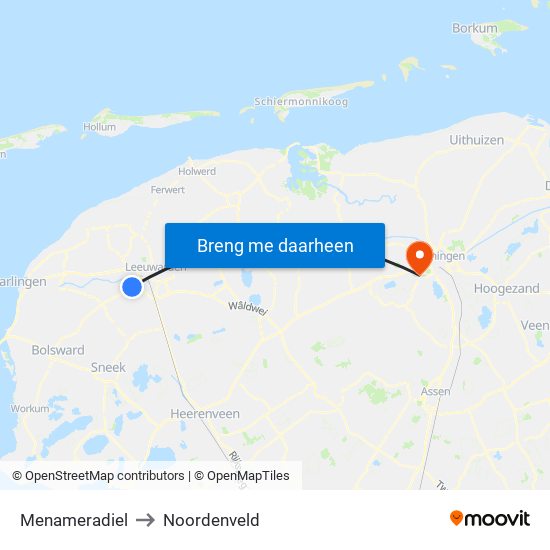 Menameradiel to Noordenveld map