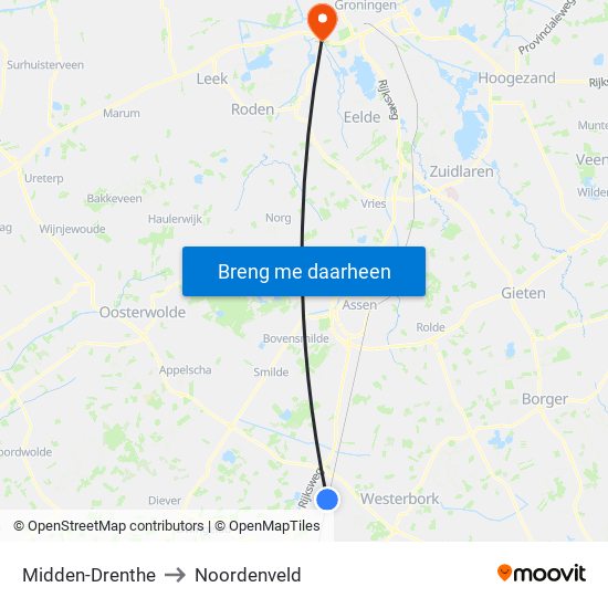 Midden-Drenthe to Noordenveld map