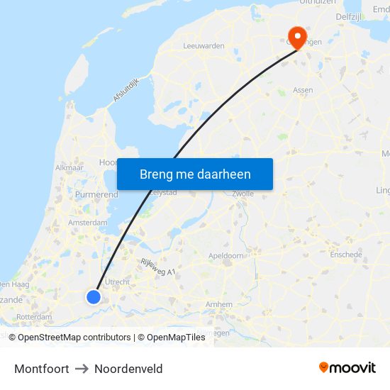 Montfoort to Noordenveld map