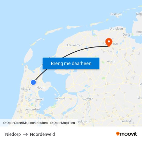 Niedorp to Noordenveld map