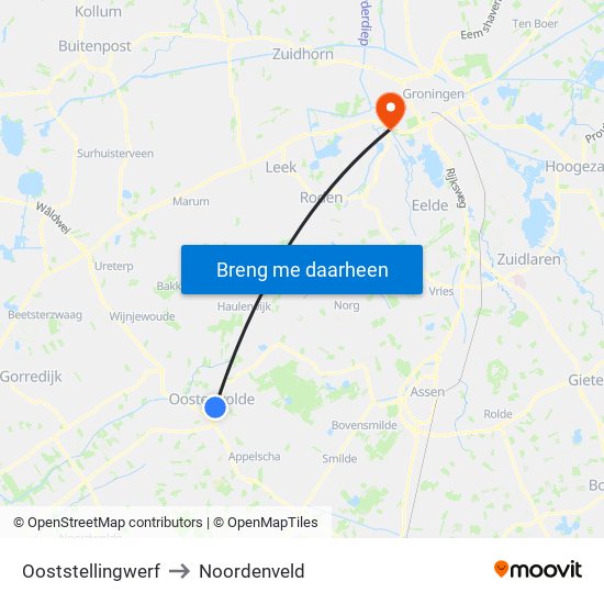 Ooststellingwerf to Noordenveld map