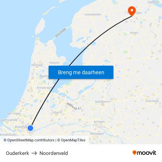 Ouderkerk to Noordenveld map