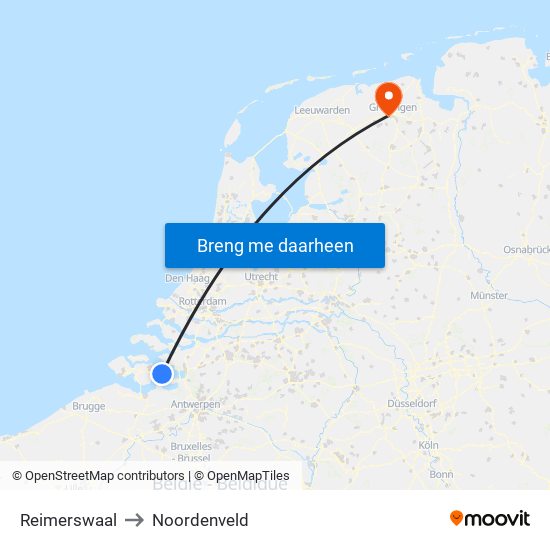 Reimerswaal to Noordenveld map