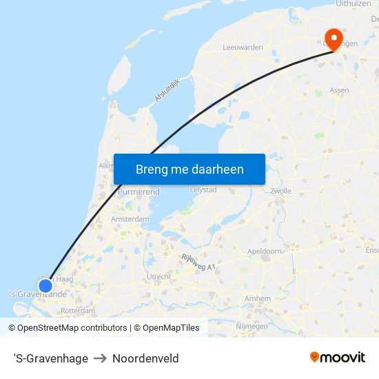 'S-Gravenhage to Noordenveld map