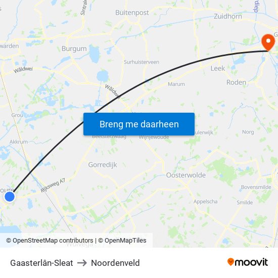 Gaasterlân-Sleat to Noordenveld map