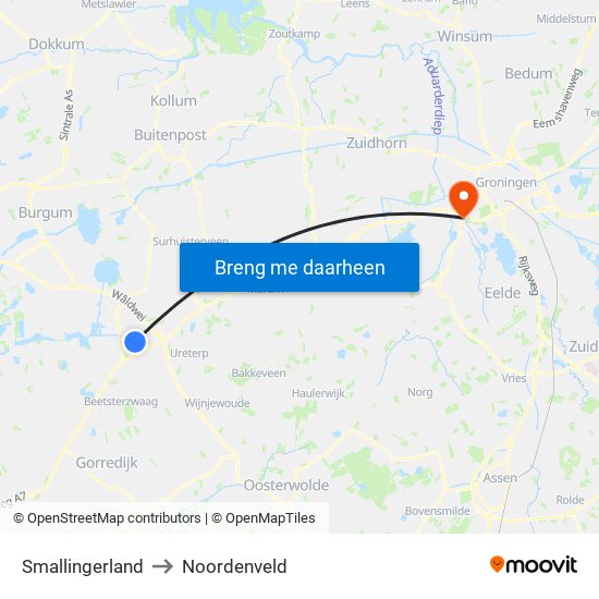 Smallingerland to Noordenveld map