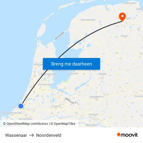 Wassenaar to Noordenveld map