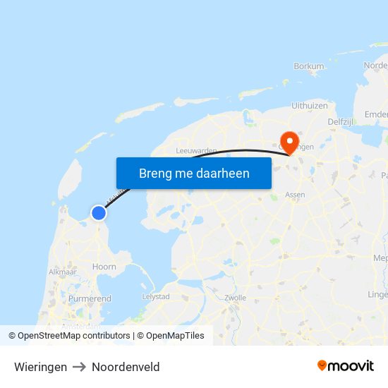 Wieringen to Noordenveld map