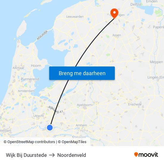 Wijk Bij Duurstede to Noordenveld map