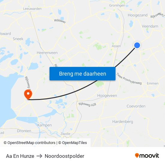 Aa En Hunze to Noordoostpolder map