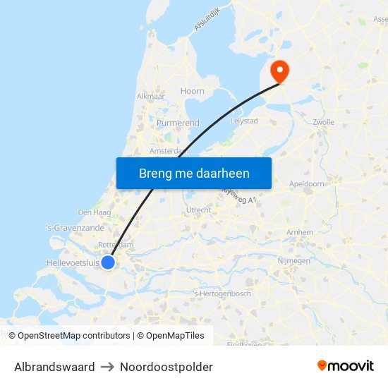 Albrandswaard to Noordoostpolder map