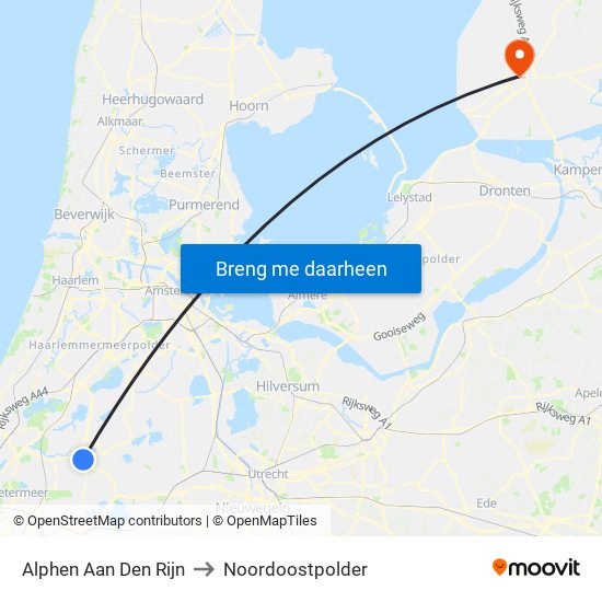 Alphen Aan Den Rijn to Noordoostpolder map