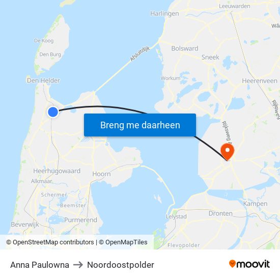 Anna Paulowna to Noordoostpolder map