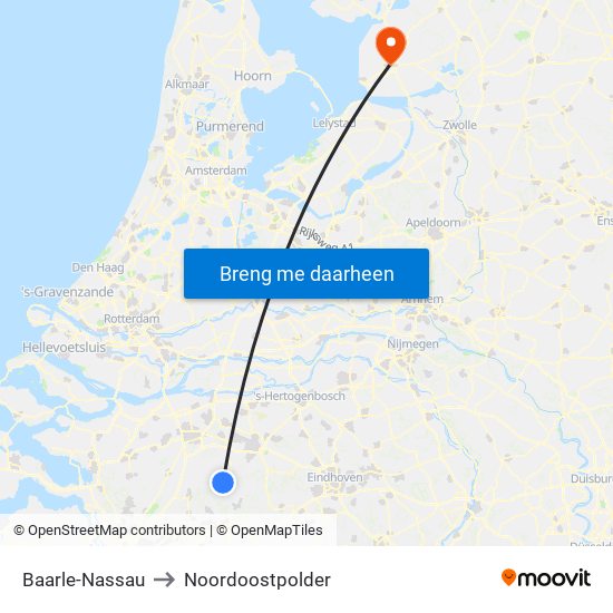 Baarle-Nassau to Noordoostpolder map