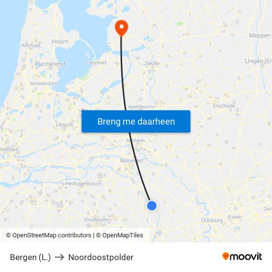 Bergen (L.) to Noordoostpolder map