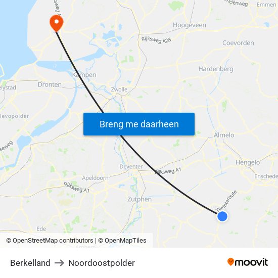 Berkelland to Noordoostpolder map