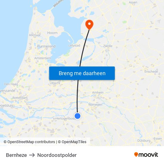 Bernheze to Noordoostpolder map